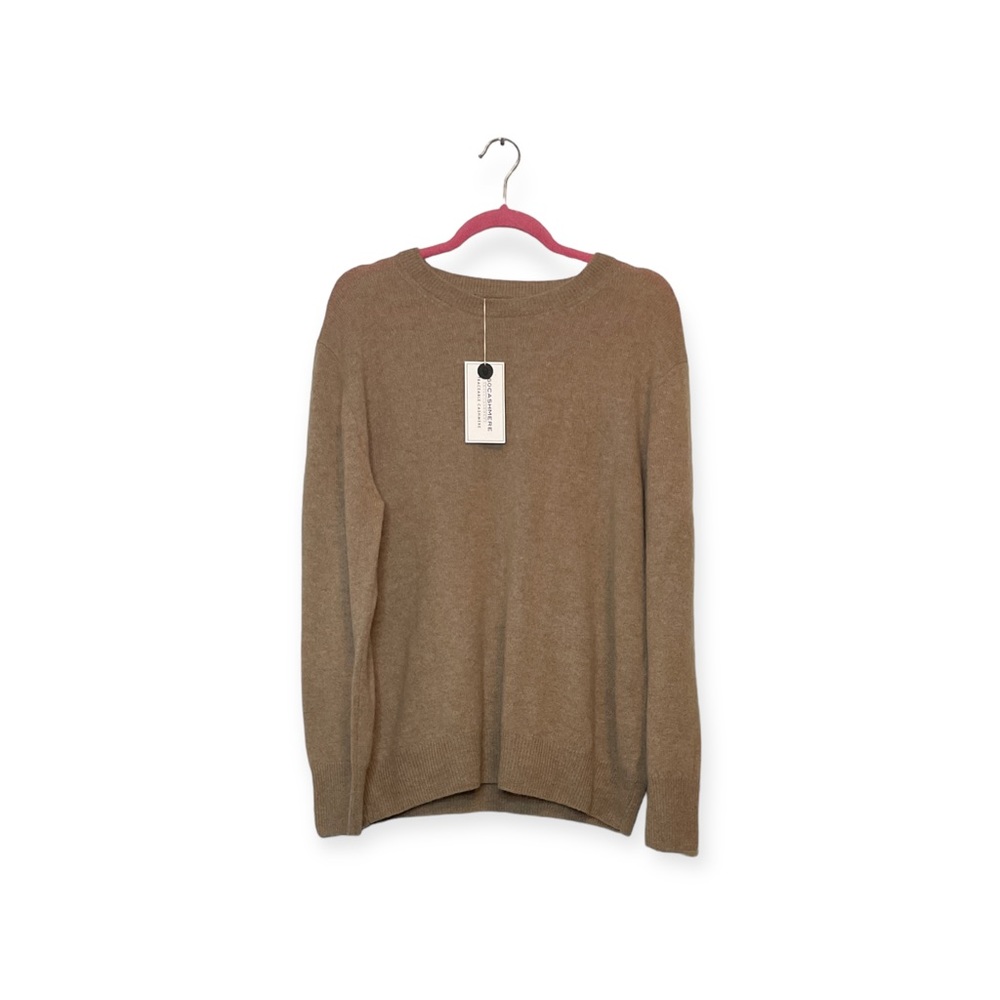 Women’s NWT‎ light brown, 100% cashmere Skull Cashmere crewneck sweater, size L
